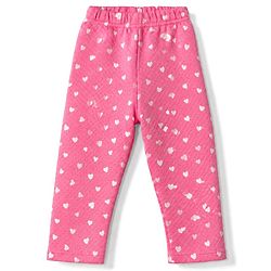 Babyhug Cotton Knit Full Sleeves Quilted Co-Ords T-Shirt & Pyjama Winter Wear Night Suit with Heart Print - Pink
