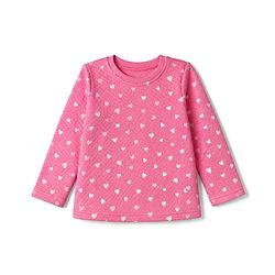 Babyhug Cotton Knit Full Sleeves Quilted Co-Ords T-Shirt & Pyjama Winter Wear Night Suit with Heart Print - Pink