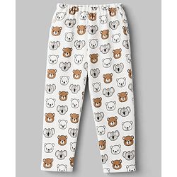 Babyhug Quilted Knit Full Sleeves T-Shirt & Pyjama Co-ords Night Suit With Teddy Bear Print -White