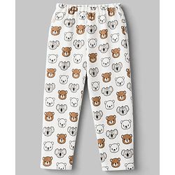 Babyhug Quilted Knit Full Sleeves T-Shirt & Pyjama Co-ords Night Suit With Teddy Bear Print -White