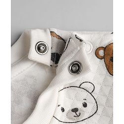 Babyhug Quilted Knit Full Sleeves T-Shirt & Pyjama Co-ords Night Suit With Teddy Bear Print -White