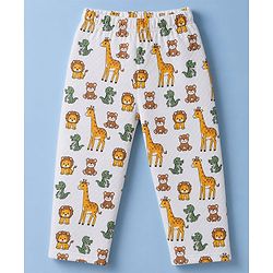 Babyhug Quilted Knit Full Sleeves Winter Night Suit Co-ords With Animal Print - White
