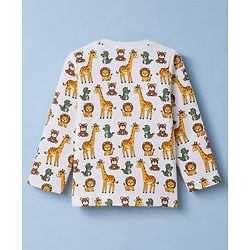 Babyhug Quilted Knit Full Sleeves Winter Night Suit Co-ords With Animal Print - White