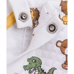 Babyhug Quilted Knit Full Sleeves Winter Night Suit Co-ords With Animal Print - White
