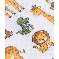 Babyhug Quilted Knit Full Sleeves Winter Night Suit Co-ords With Animal Print - White