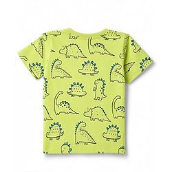 Babyhug 100% Cotton Knit Half Sleeves Co-Ords T-Shirt & Pajama Night Suit with Dino Print - Lime Green