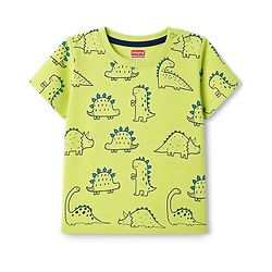 Babyhug 100% Cotton Knit Half Sleeves Co-Ords T-Shirt & Pajama Night Suit with Dino Print - Lime Green