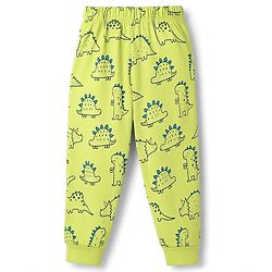 Babyhug 100% Cotton Knit Half Sleeves Co-Ords T-Shirt & Pajama Night Suit with Dino Print - Lime Green