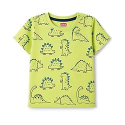 Babyhug 100% Cotton Knit Half Sleeves Co-Ords T-Shirt & Pajama Night Suit with Dino Print - Lime Green