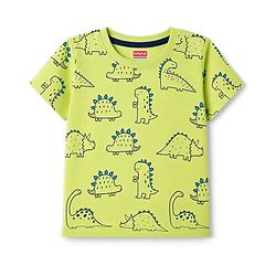 Babyhug 100% Cotton Knit Half Sleeves Co-Ords T-Shirt & Pajama Night Suit with Dino Print - Lime Green