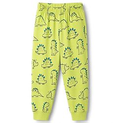 Babyhug 100% Cotton Knit Half Sleeves Co-Ords T-Shirt & Pajama Night Suit with Dino Print - Lime Green