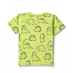Babyhug 100% Cotton Knit Half Sleeves Co-Ords T-Shirt & Pajama Night Suit with Dino Print - Lime Green