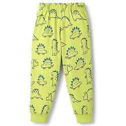 Babyhug 100% Cotton Knit Half Sleeves Co-Ords T-Shirt & Pajama Night Suit with Dino Print - Lime Green