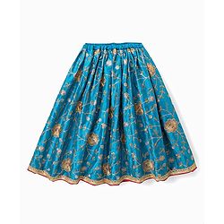 Babyhug Georgette Woven Sleeveless Floral Embroidered Choli Lahenga Set with Dupatta - Blue & Fuschia