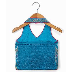 Babyhug Georgette Woven Sleeveless Floral Embroidered Choli Lahenga Set with Dupatta - Blue & Fuschia