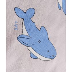 Babyhug 100% Cotton Knit Half Sleeves Co-Ords T-Shirt & Shorts Night Suit with Shark Print - Beige