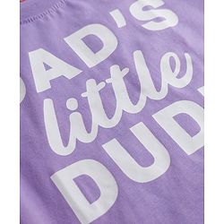 Babyhug 100% Cotton Knit Half Sleeves T-Shirt & Shorts Night Suit With Star & Text Print - Lavender