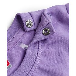 Babyhug 100% Cotton Knit Half Sleeves T-Shirt & Shorts Night Suit With Star & Text Print - Lavender