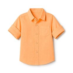 Babyhug Linen Woven Solid Shirt with Full Sleeves - Orange