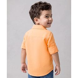 Babyhug Linen Woven Solid Shirt with Full Sleeves - Orange