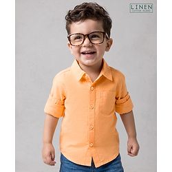 Babyhug Linen Woven Solid Shirt with Full Sleeves - Orange