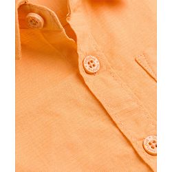 Babyhug Linen Woven Solid Shirt with Full Sleeves - Orange