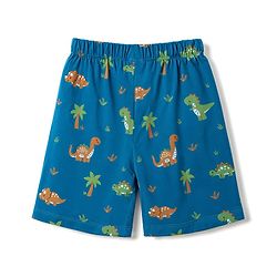 Babyhug 100% Cotton Knit Half Sleeves Co-Ords Dino Printed T-Shirt & Shorts Night Suit - Teal Blue