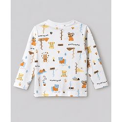 Babyhug 100% Cotton Interlock Knit Full Sleeves Round Neck T-shirts With Stripes And Bear Print Pack Of 3 - Blue Yellow & White