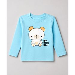 Babyhug 100% Cotton Interlock Knit Full Sleeves Round Neck T-shirts With Stripes And Bear Print Pack Of 3 - Blue Yellow & White