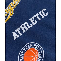 Babyhug 100% Cotton Knit Half Sleeves Co-Ords T-Shirt & Shorts Night Suit with Sports Theme Print - Navy Blue