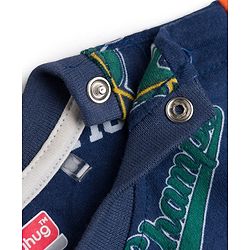 Babyhug 100% Cotton Knit Half Sleeves Co-Ords T-Shirt & Shorts Night Suit with Sports Theme Print - Navy Blue
