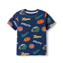 Babyhug 100% Cotton Knit Half Sleeves Co-Ords T-Shirt & Shorts Night Suit with Sports Theme Print - Navy Blue