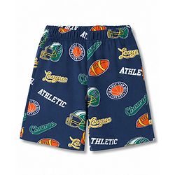 Babyhug 100% Cotton Knit Half Sleeves Co-Ords T-Shirt & Shorts Night Suit with Sports Theme Print - Navy Blue