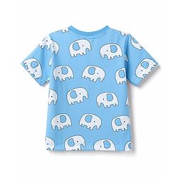 Babyhug 100% Cotton Knit Half Sleeves Co-Ords T-Shirt & Shorts Night Suit with Elephant Print -Light Blue