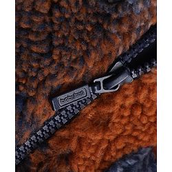 Babyhug Fur Woven Full Sleeves Jacket With Checks - Navy Blue