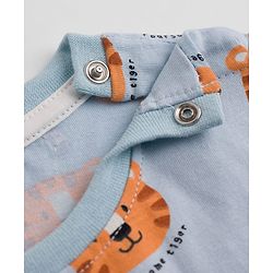 Babyhug 100% Cotton Knit Half Sleeves Co-Ords T-Shirt & Shorts Night Suit with Cub Face Print -Light Blue