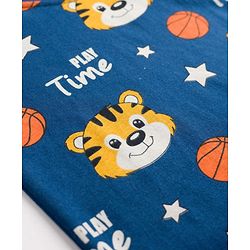 Babyhug 100% Cotton Knit Half Sleeves Tiger Printed Co-Ords T-Shirt & Shorts Night Suit - Navy Blue