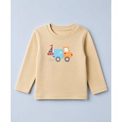 Babyhug 100% Cotton Interlock Knit T-Shirts with Full Sleeves and Stripes Print in Beige & White Color Pack of 3