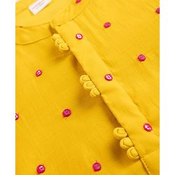 Babyhug Georgette Woven Full Sleeves Sequin Embroidered Kurta Dhoti Set - Red & Yellow