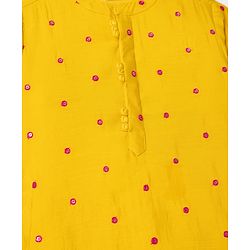 Babyhug Georgette Woven Full Sleeves Sequin Embroidered Kurta Dhoti Set - Red & Yellow