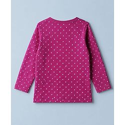 Babyhug 100% Cotton Knit Full Sleeves T-shirts With Bow Print - Pink & White
