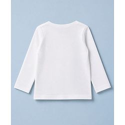 Babyhug 100% Cotton Knit Full Sleeves T-shirts With Bow Print - Pink & White
