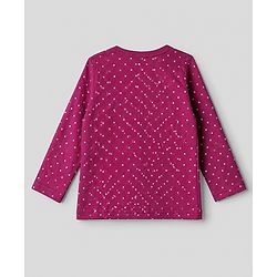 Babyhug 100% Cotton Knit Full Sleeves T-shirts With Bow Print - Pink & White