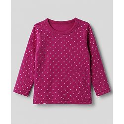 Babyhug 100% Cotton Knit Full Sleeves T-shirts With Bow Print - Pink & White