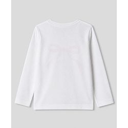 Babyhug 100% Cotton Knit Full Sleeves T-shirts With Bow Print - Pink & White