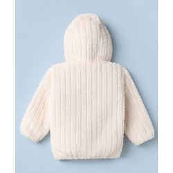 Babyhug Fur Woven Hoodies with Full Sleeves - White