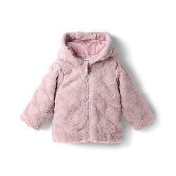 Babyhug Woven Full Sleeves Solid Colour Fur Jacket with Hood - Light Pink