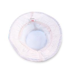 Babyhug 100% Cotton Woven Two Layer Striped Bucket Hat With Floral Lace Blue - Diameter 13 cm
