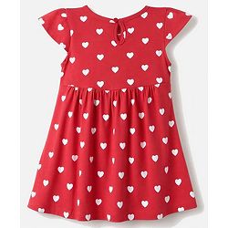 Babyhug Single Jersey Knit Half Sleeves Hearts & Cherry Printed Frocks With Bow Applique Pack Of 2 - Red & Navy Blue