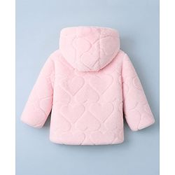 Babyhug Woven Front Open Fur Hoodie with Full Sleeves and Heart Design - Pink